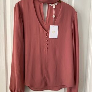 Wayf Dusty Rose Button-Front Blouse